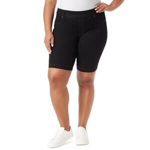 Gloria Vanderbilt Women's Shape Effect Pull-On Denim Bermuda Shorts Black Rinse